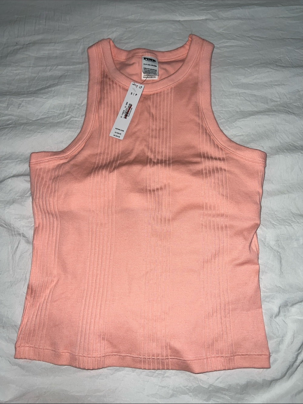 PINK Victoria's Secret Coral Ribbed Tank